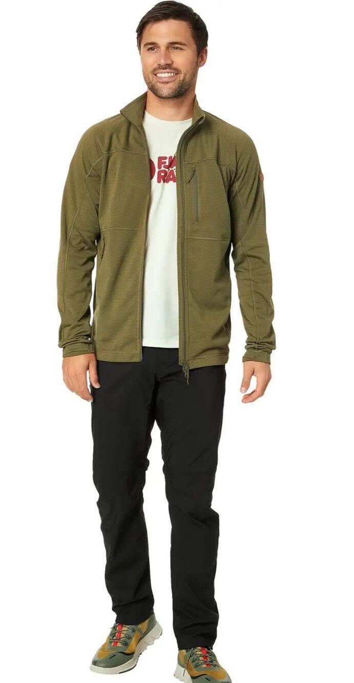 Fjallraven Abisko Trail Fleece Jacket Mens XL Green Full Zip Light Hoodie